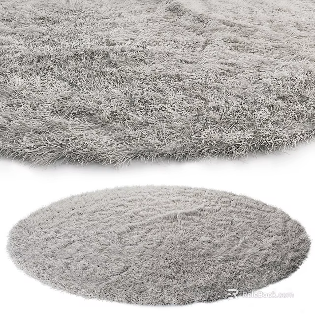 Soft Gray Round Plush Shaggy Rug For Modern Home Living Room Decor 3d model 