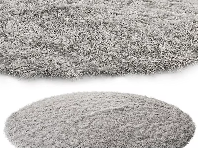 Soft Gray Round Plush Shaggy Rug For Modern Home Living Room Decor 3d model