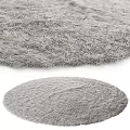Soft Gray Round Plush Shaggy Rug For Modern Home Living Room Decor