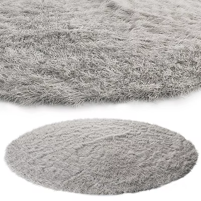 Soft Gray Round Plush Shaggy Rug For Modern Home Living Room Decor 3d model