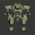 Sci Fi Green Armored Mech Robot With Mechanical Limbs And Weapon Attachments 3d model