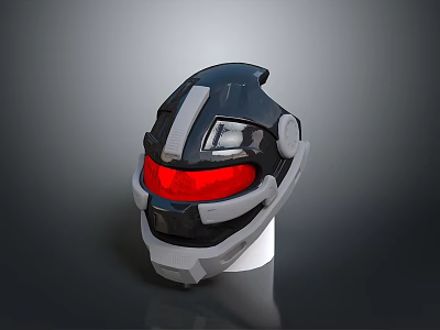 Modern Futuristic Tech Inspired Black Gray Red Shiny Reflective Sleek Design Helmet 3d model