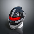 Modern Futuristic Tech Inspired Black Gray Red Shiny Reflective Sleek Design Helmet