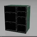 Green Storage Cabinet With Drawers Doors Numbered Labels And Star Patterns 3d model