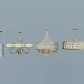 Elegant Modern Chandeliers With Different Designs Metal Frames Lampshades And Geometric Patterns 3d model