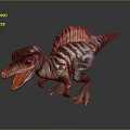 Realistic Colorful Dinosaur 3D Model With Spiked Sail And Open Mouth