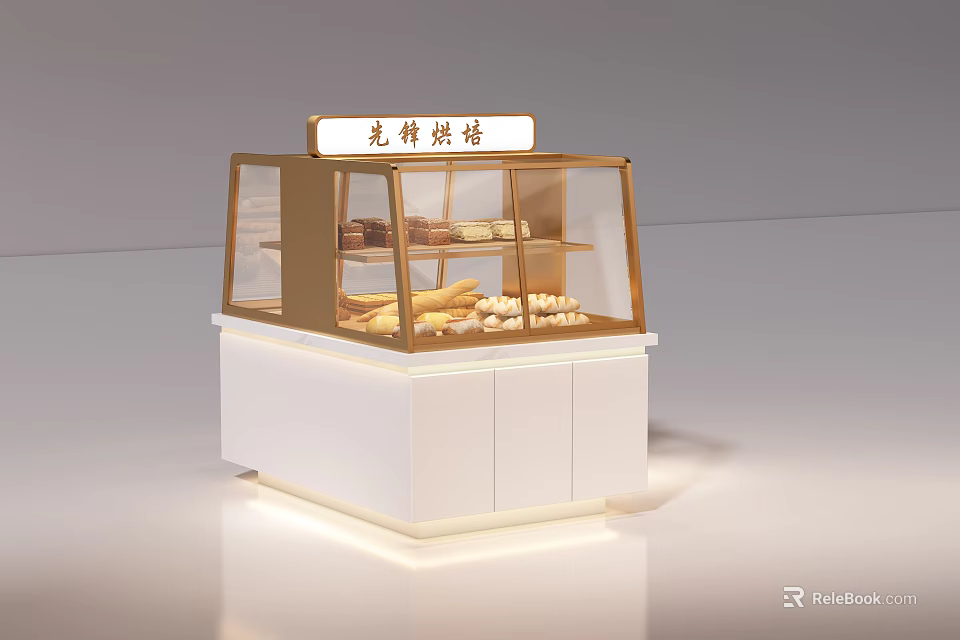 Sweet Dessert Shop Featuring Glass Display Case Filled with Fresh Baked Pastries and Treats 3d model 