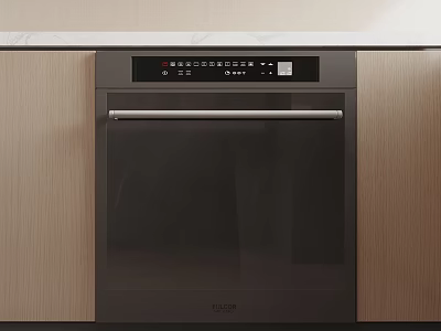 Modern Kitchen Black Dishwasher With Front Control Panel And Wooden Cabinets 3d model