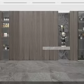 Modern Decorative Cabinet Design With Wooden Wall Glass Door Cabinets And Marble Countertop