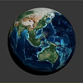 Detailed Earth Globe With Blue Ocean Green Land And White Clouds