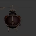 Vintage Helicopter Featuring Red Fuselage Metal Propellers And Mechanical Details