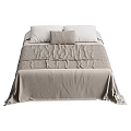 Cozy Neutral Toned Double Bed With Soft Linen Bedding Plush Pillows And Knitted Throw