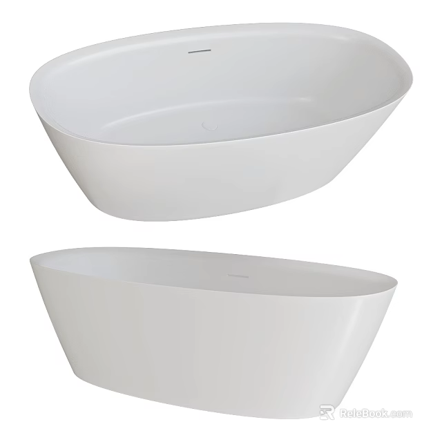 White Freestanding Bathtub With Smooth Curved Edges And Modern Minimalist Design 3d model 