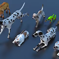 Group of Various Animals Including Dalmatian Puppy Goat and Frogs