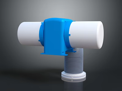 Blue Mechanical Component With White Cylindrical Parts And Spiral Base Structure 3d model