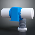 Blue Mechanical Component With White Cylindrical Parts And Spiral Base Structure 3d model