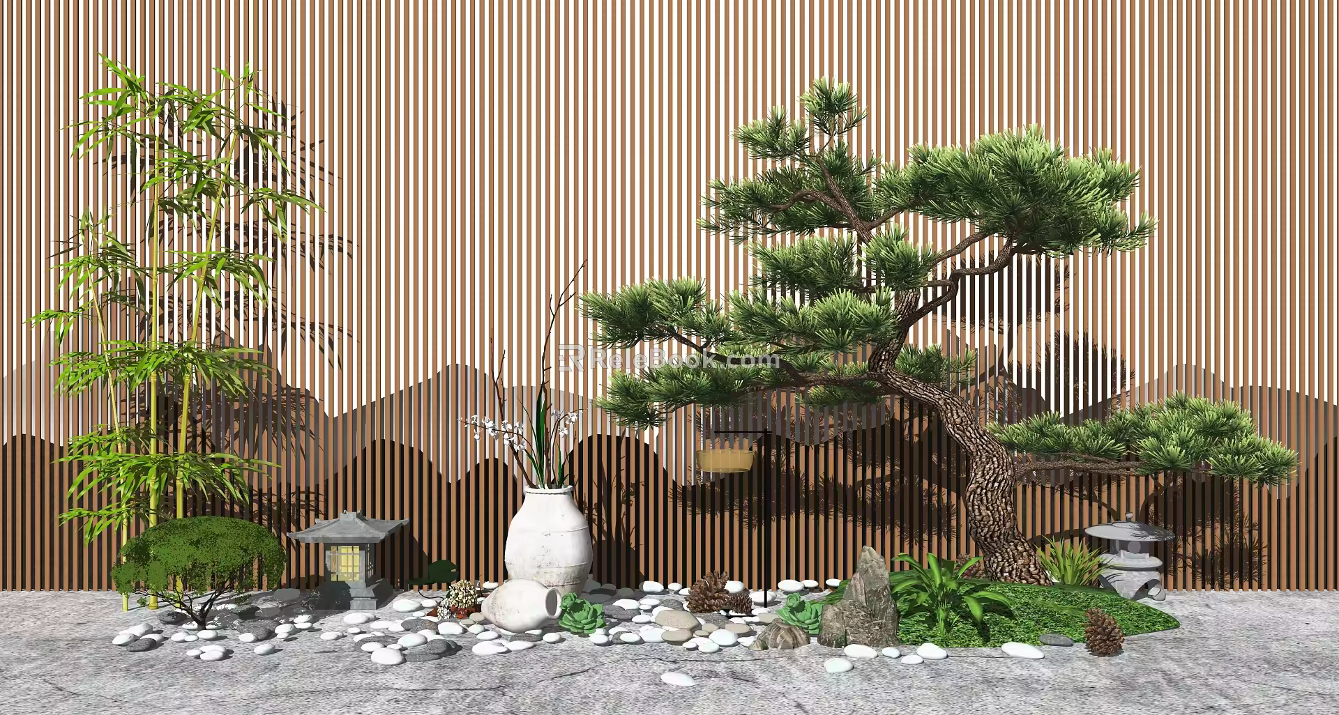 New Chinese style landscape sketch courtyard landscape 3d model