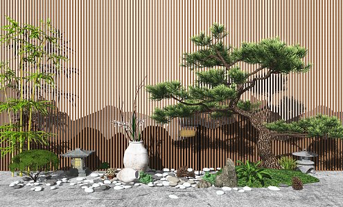 New Chinese style landscape sketch courtyard landscape 3d model