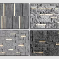 Modern Background Wall Designs With Stone Wooden Panels And Lighting Strips