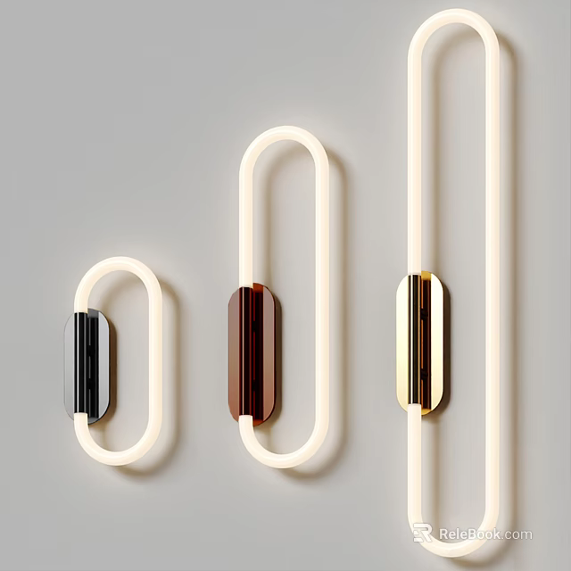 Contemporary Circular Wall Lamps With Illuminated Strips And Metallic Bases For Interior Design 3d model 