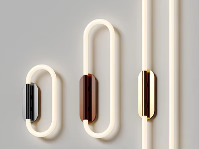 Contemporary Circular Wall Lamps With Illuminated Strips And Metallic Bases For Interior Design 3d model