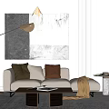 Modern Multiplayer Sofa Double Sofa Floor Lamp Coffee Table 3d model