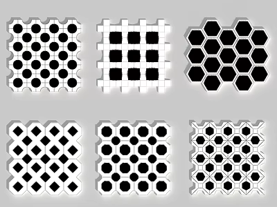 Black And White Floor Tiles With Various Geometric Patterns For Modern Interior Design 3d model