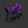 Decorative Ornament Set With Pink Crystal Cluster On Dark Stone Base And Purple Luster