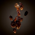 Mystical Game Movie Character Composed of Brown Orange Rocks with Glowing Top on Dark Background