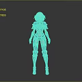 3D Rendered Female Warrior With Blue And Gold Armor And White Hair