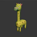 Yellow Giraffe Plush Toy With Brown Spots Pink Nose And Small Crown For Kids