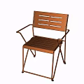 Modern Leisure Chair With Metal Frame Wooden Seat Backrest And Armrests