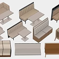 Multi person sofas with various styles upholstered seats and neutral color options 3d model