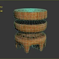 Wooden Furniture Stool With Multi Layered Carved Design And Claw Feet Base