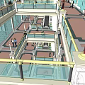 Multi Level Shopping Mall Interior With Glass Dome Escalators And Walkways 3d model