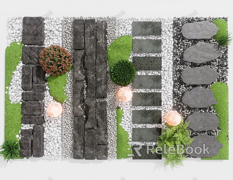 New Chinese-style Landscape Tingbu Stone Head Paving Micro-terrain Courtyard Garden Road Qingshiban Road model