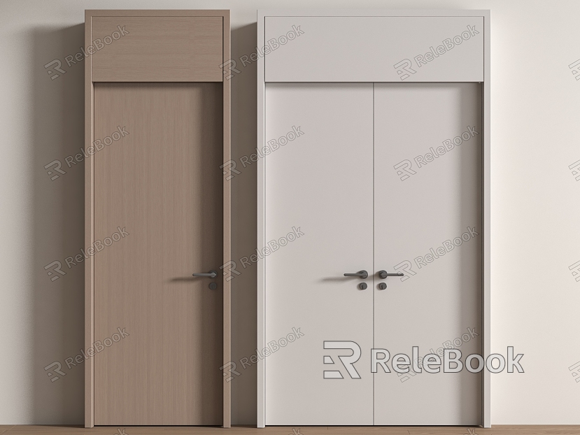 Door combination double-door top door swing door wooden door model