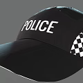 Black Police Hat With POLICE Lettering And Checkerboard Side Pattern
