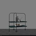 Green Three Tier Mobile Trolley With Magazine Badminton Racket And Accessories