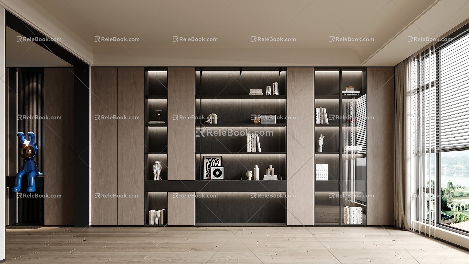 Bookcase Decorative Cabinet 3d model