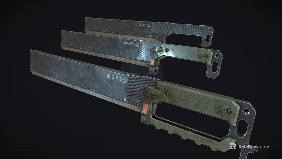 Tactical Weapon Saws With Three Metal Blades And Ergonomic Handles For Combat Use 3d model 