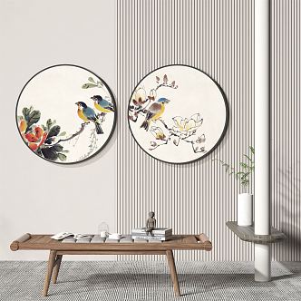 New Chinese Round Frame Painting Decorative Painting 3d model