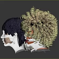 Three Character Head Models With Diverse Hairstyles And Hair Color Designs