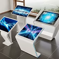 Modern All in One Interactive Displays With White Stands And Tech Inspired Screens 3d model
