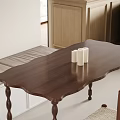 Modern Dining Room Interior With Wooden Table Upholstered Chair And Wall Shelf Decor