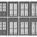 Sliding Doors Various Designs With Glass Patterns And Frame Styles 3d model