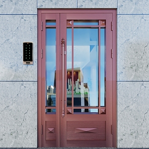 Modern son-mother door three seven open copper door 3d model