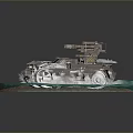 Detailed Metallic Tank Model Display On Blue Circular Base With Tracks And Turret