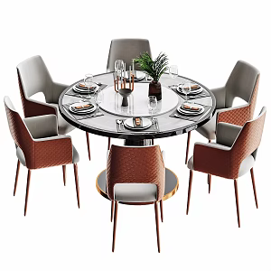 Nordic Light Luxury Dining Table and Chair 3d model