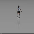 Soccer Player Wearing Argentina Striped Jersey with Captain Armband and Soccer Ball